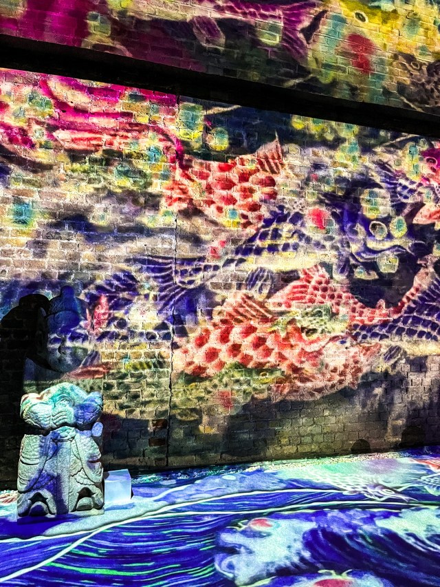 One of the Zones in the Delight Media Art Exhibition, London. Artwork featuring an incredible immersive art display of projectors and statues.