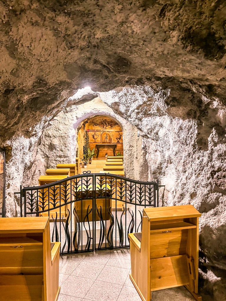 One of the chambers of the Budapest cave church.