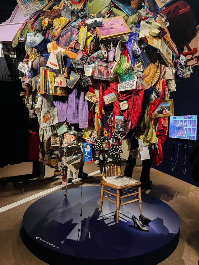 A large interactive modern art sculpture  in the Cult of Beauty art exhibition at the Wellcome Collection, London.