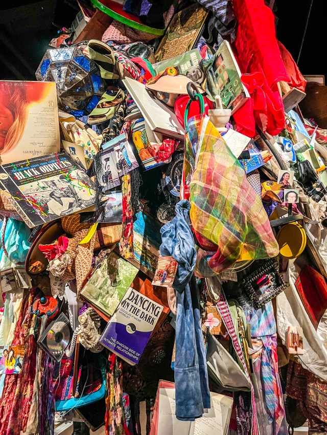A large interactive modern art sculpture  in the Cult of Beauty art exhibition at the Wellcome Collection, London.